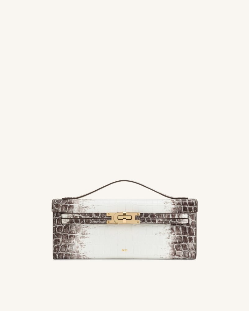 Bria Structured Top Handle Bag - White Croc - Image 1