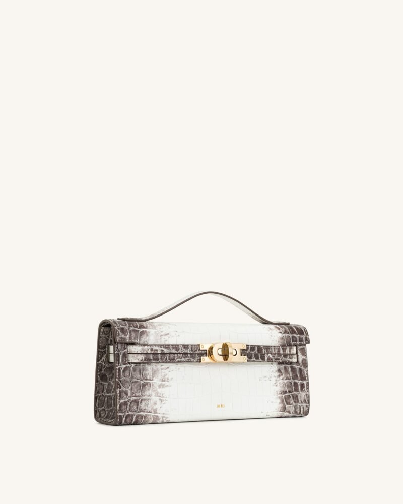 Bria Structured Top Handle Bag - White Croc - Image 2