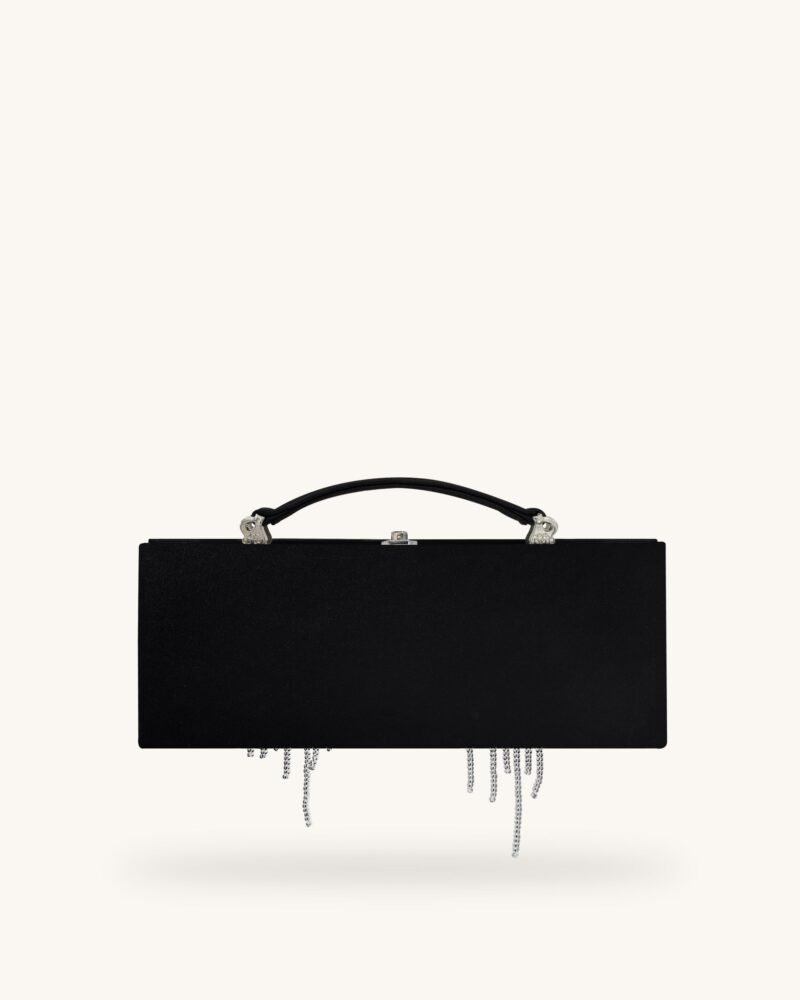 Vera Bead Decoration Rectangular Clutch Bag - Black - Image 3