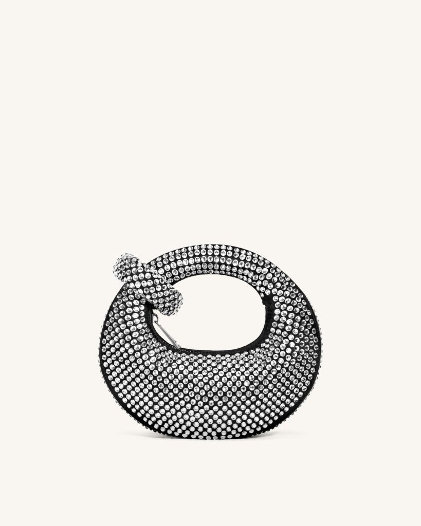 Abacus Artificial Crystal Mini Top Handle Bag - Black - Image 1