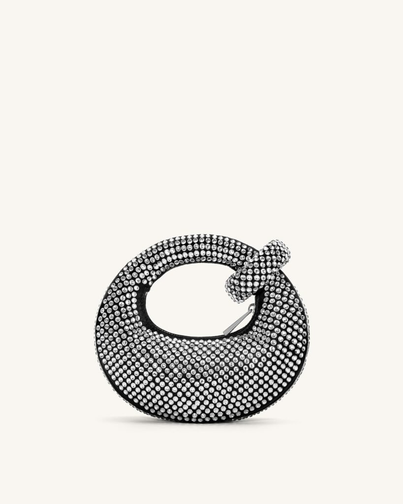 Abacus Artificial Crystal Mini Top Handle Bag - Black - Image 4