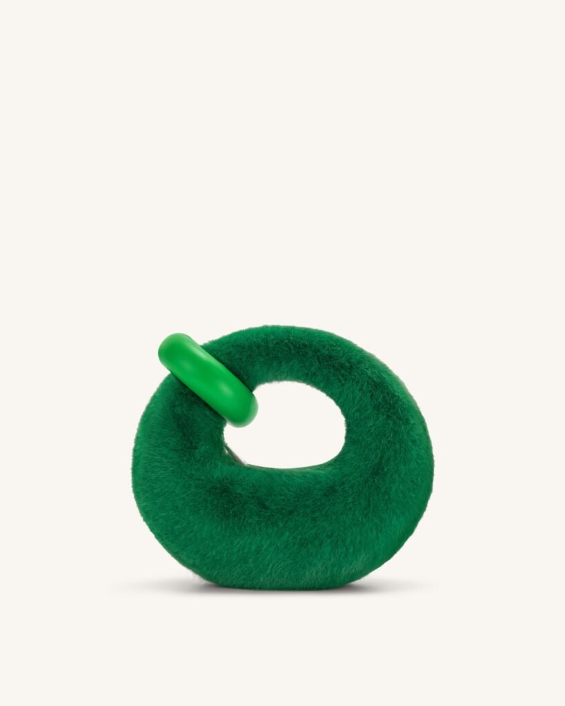Abacus Faux Fur Mini Top Handle Bag- Grass Green - Image 1