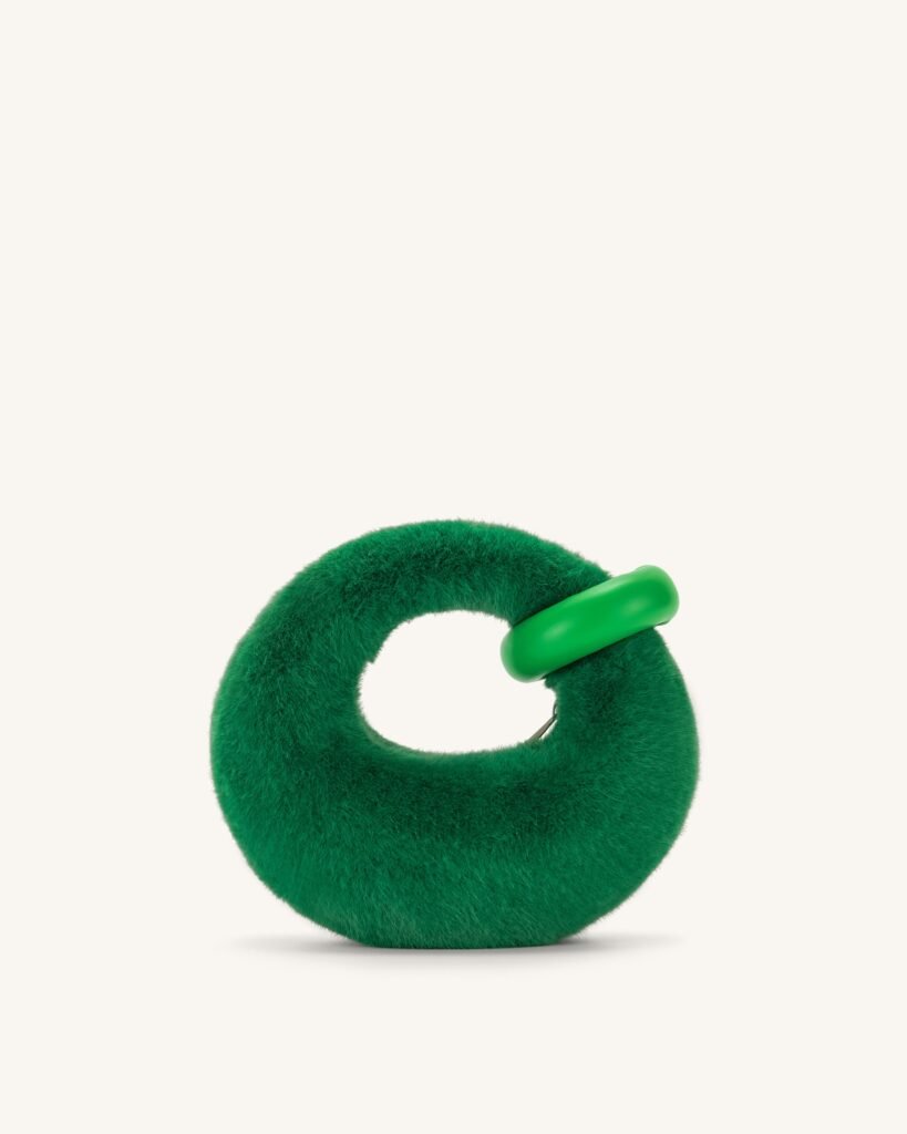 Abacus Faux Fur Mini Top Handle Bag- Grass Green - Image 3