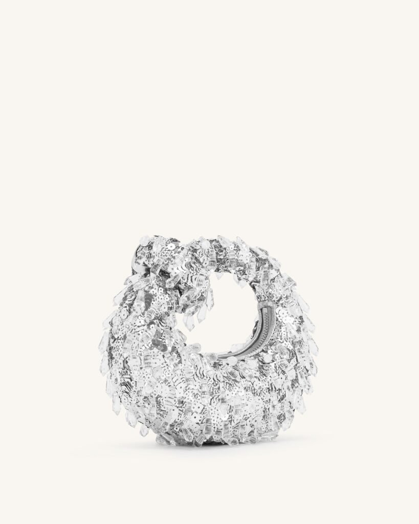 Abacus Artificial Crystal Mini Top Handle Bag - Silver - Image 2