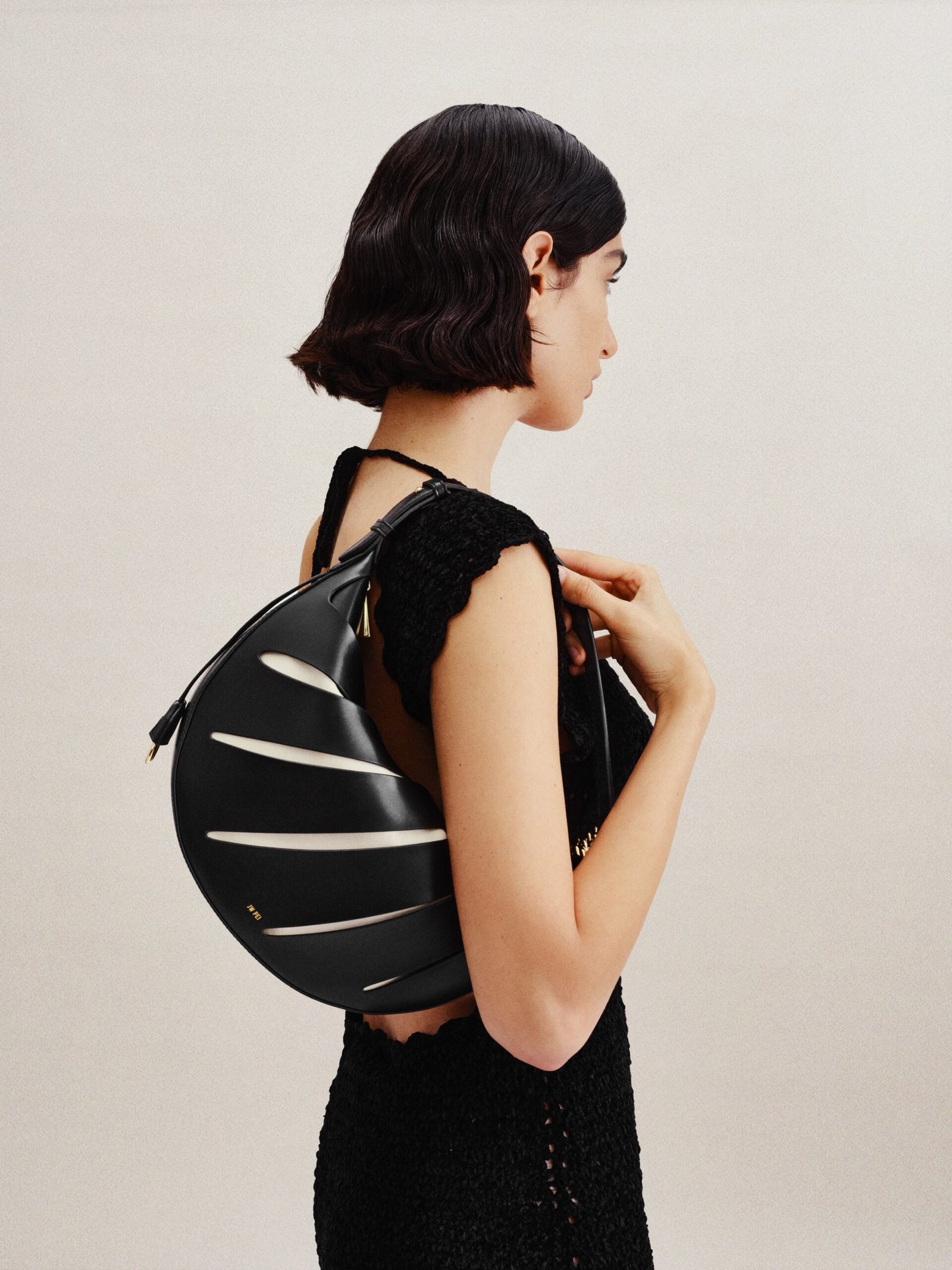 2T37-1 Jana Hollow Out Shoulder Bag - Black - Image 2