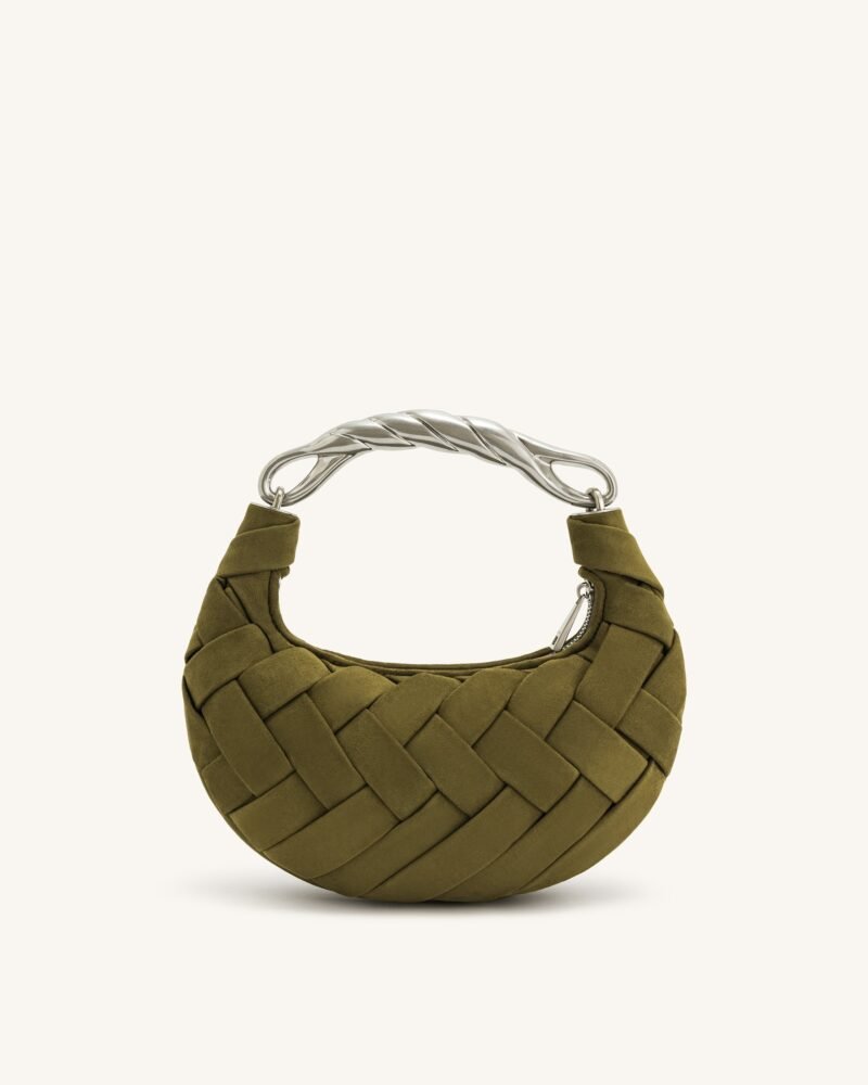 Orla Weave Handbag - Dark Olive - Image 1