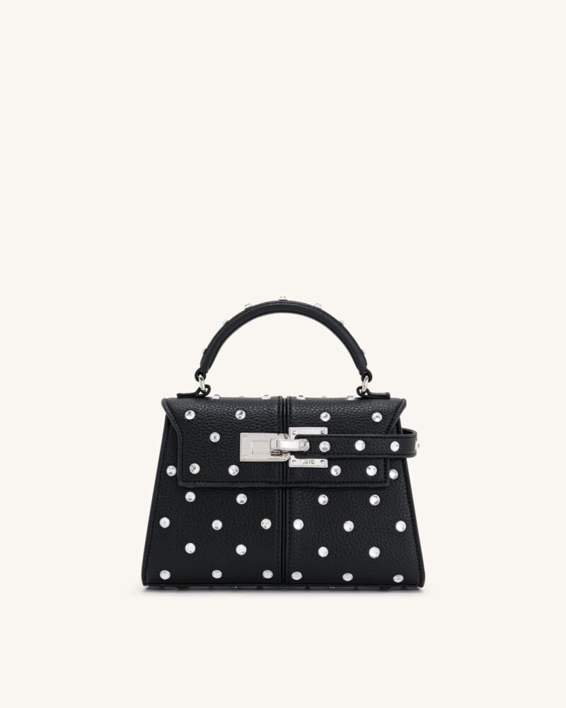 Elise Artificial Crystal Top Handle Bag - Black - Image 1