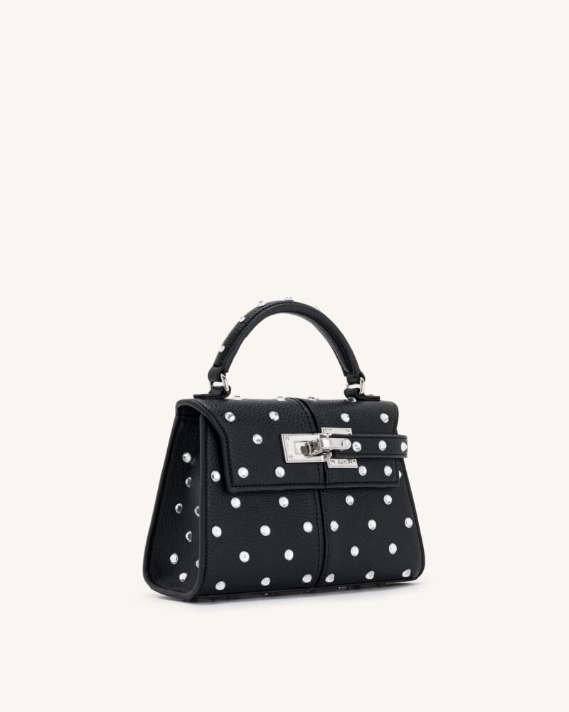 Elise Artificial Crystal Top Handle Bag - Black - Image 2