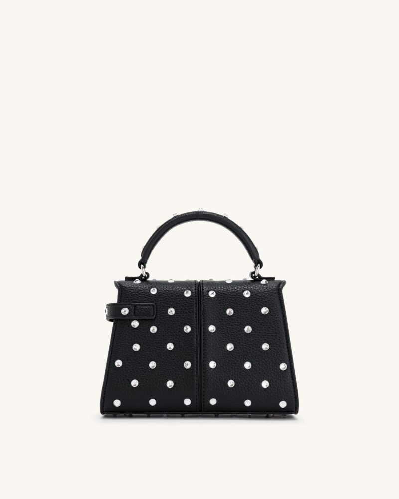 Elise Artificial Crystal Top Handle Bag - Black - Image 3