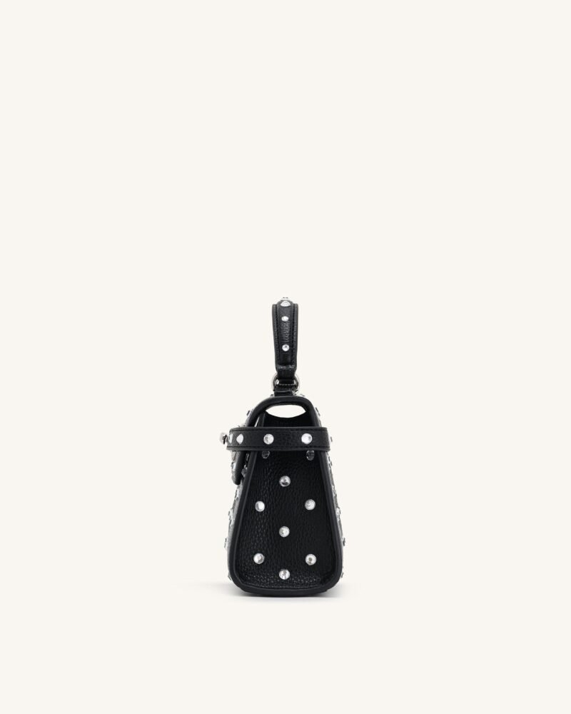 Elise Artificial Crystal Top Handle Bag - Black - Image 4