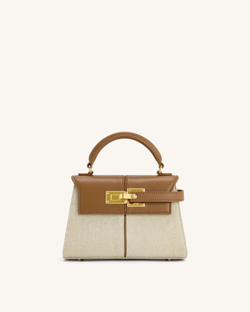 Elise Top Handle Bag - Brown Canvas - Image 1