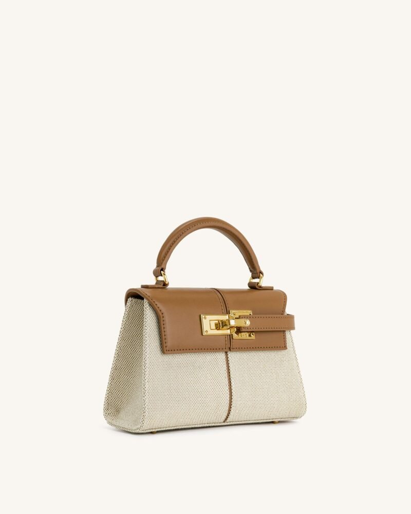 Elise Top Handle Bag - Brown Canvas - Image 3
