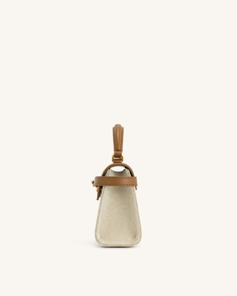 Elise Top Handle Bag - Brown Canvas - Image 5