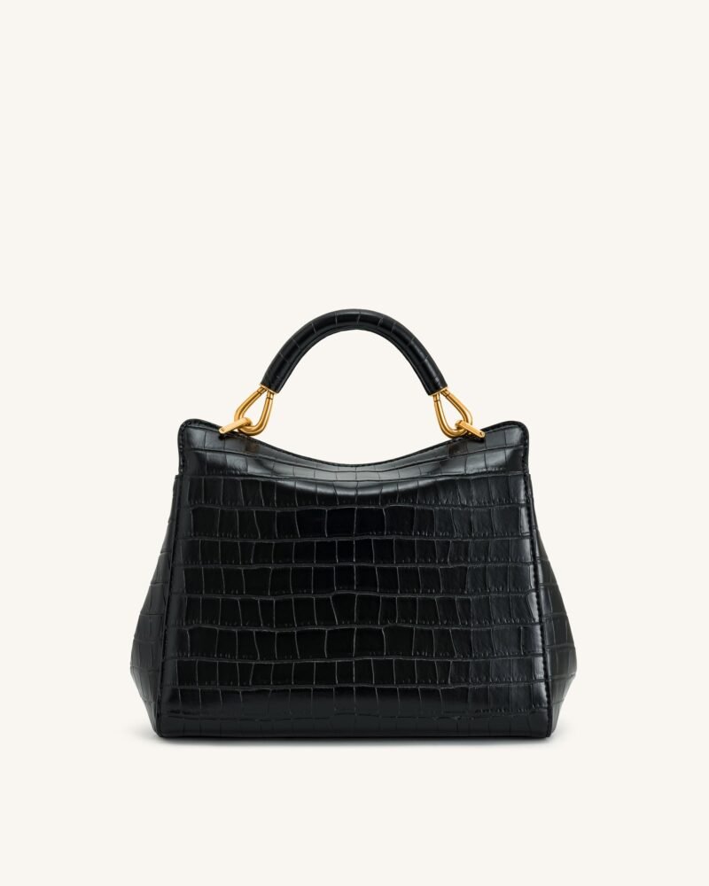 Lucia Classic Top Handbag - Black Croc - Image 3