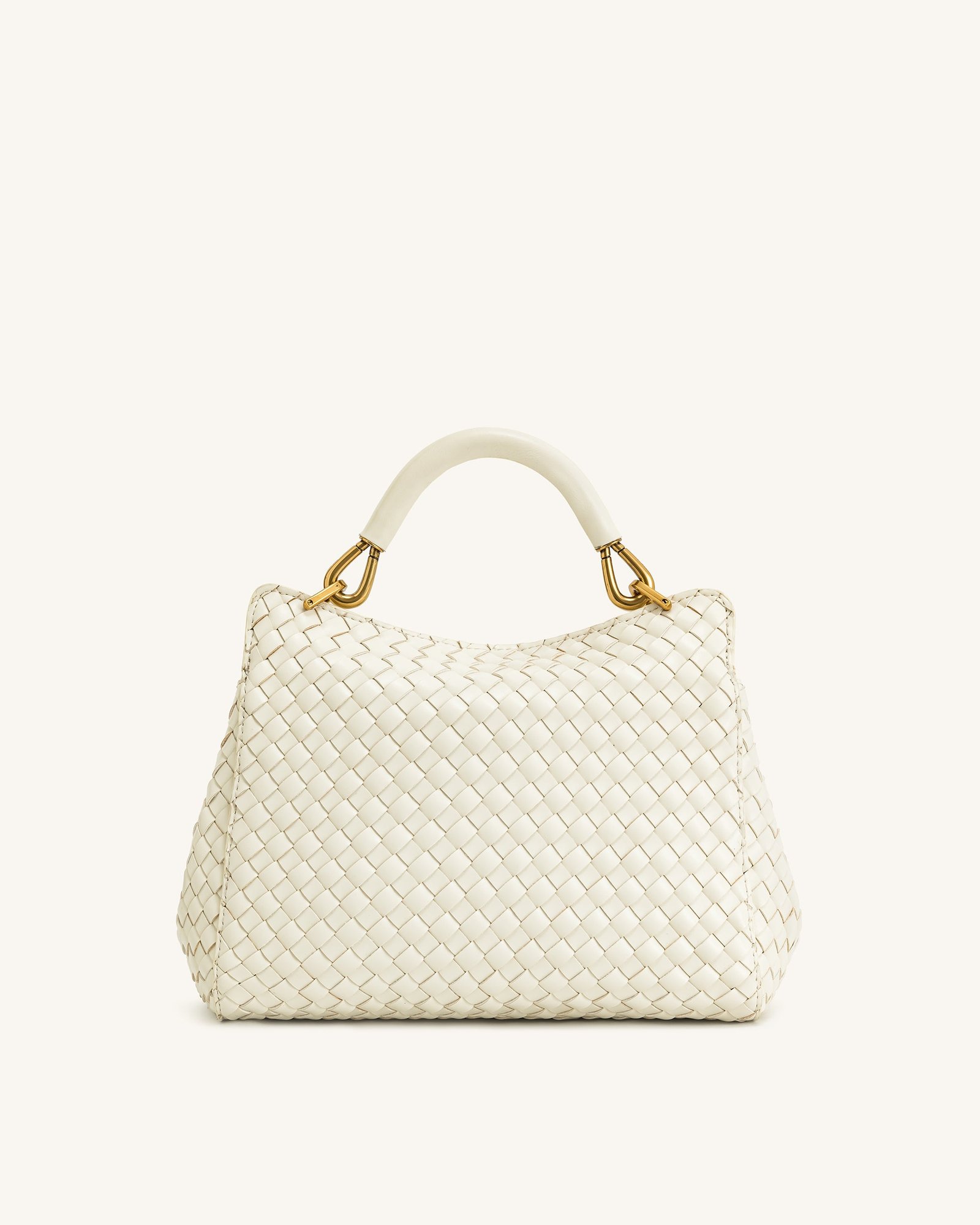 2T68-21-BACK Lucia Classic Top Handle Woven Bag - White - Image 3