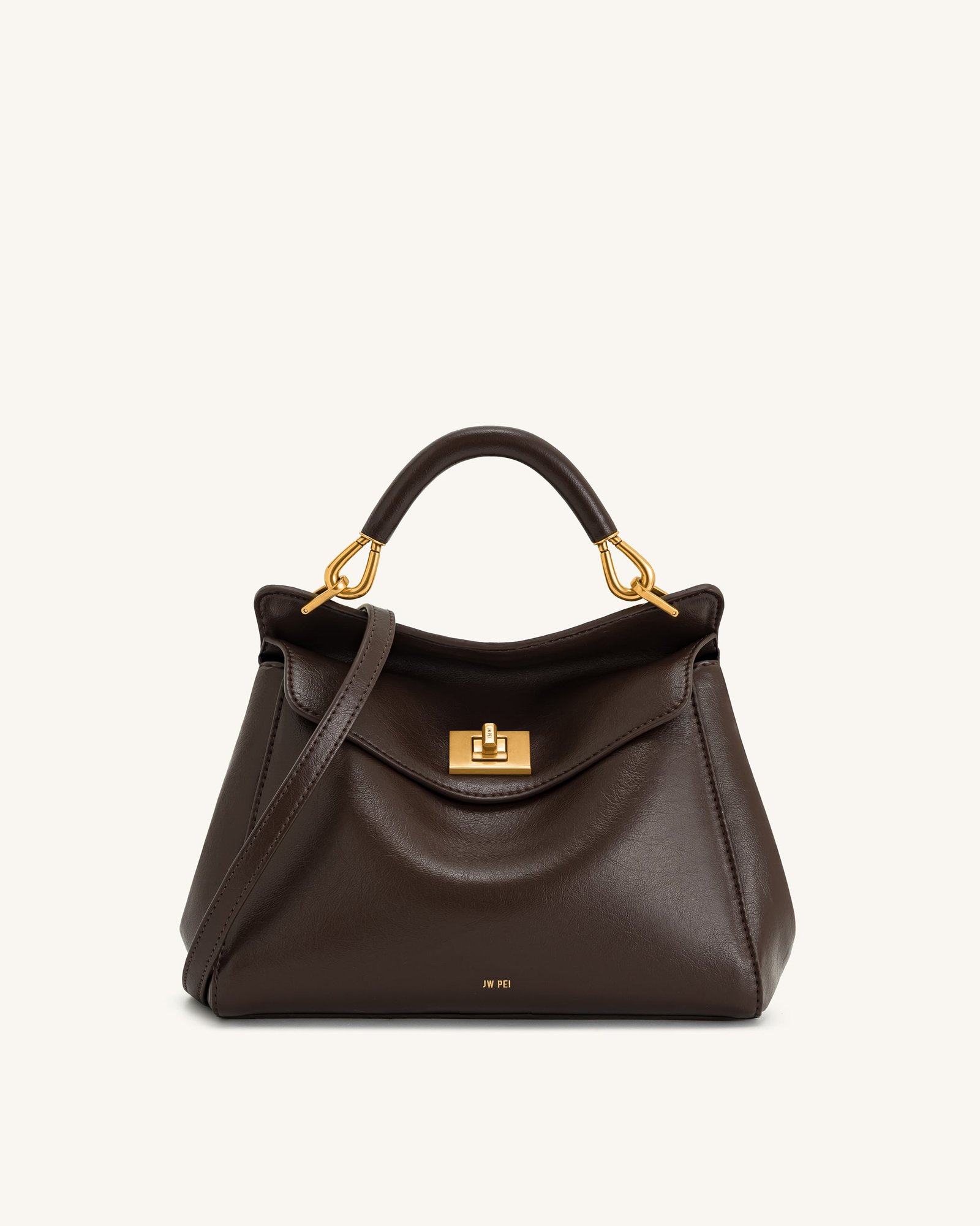 2T68-31-FRONT Lucia Classic Top Handbag - Dark Brown - Image 1