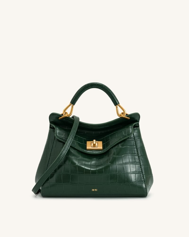 Lucia Classic Top Handbag - Green Croc - Image 1