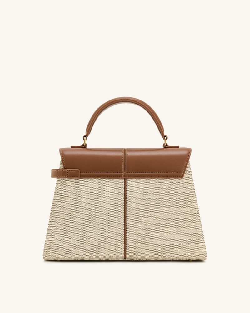 Elise Large Top Handle Bag - Brown Canvas - Image 3