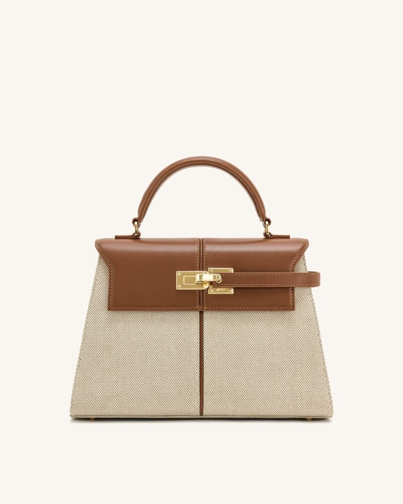 Elise Large Top Handle Bag - Brown Canvas - Image 1