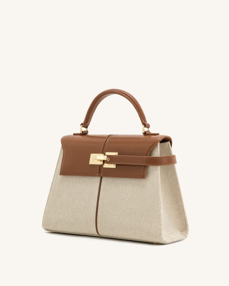 Elise Large Top Handle Bag - Brown Canvas - Image 2