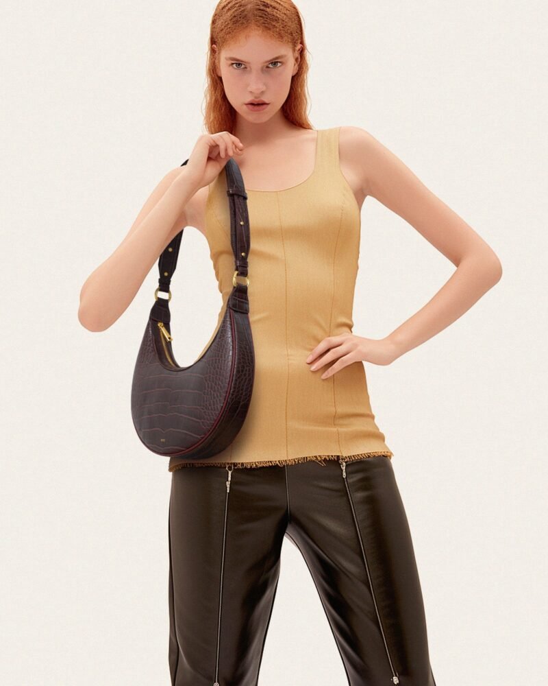 Carly Saddle Bag - Brown Croc - Image 2