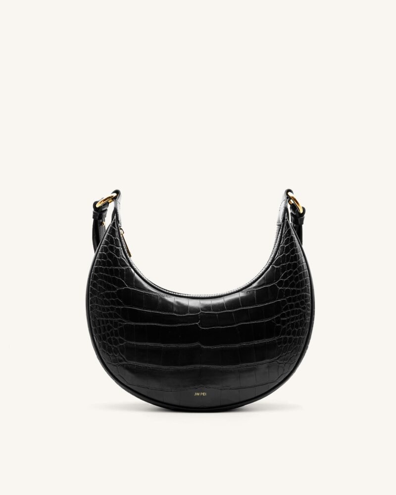 Carly Saddle Bag - Black Croc - Image 3