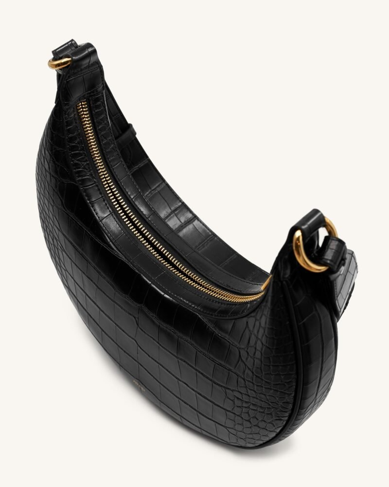 Carly Saddle Bag - Black Croc - Image 4