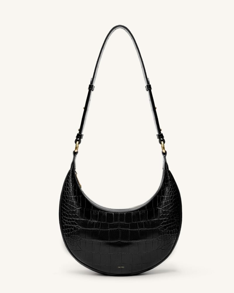 Carly Saddle Bag - Black Croc - Image 1