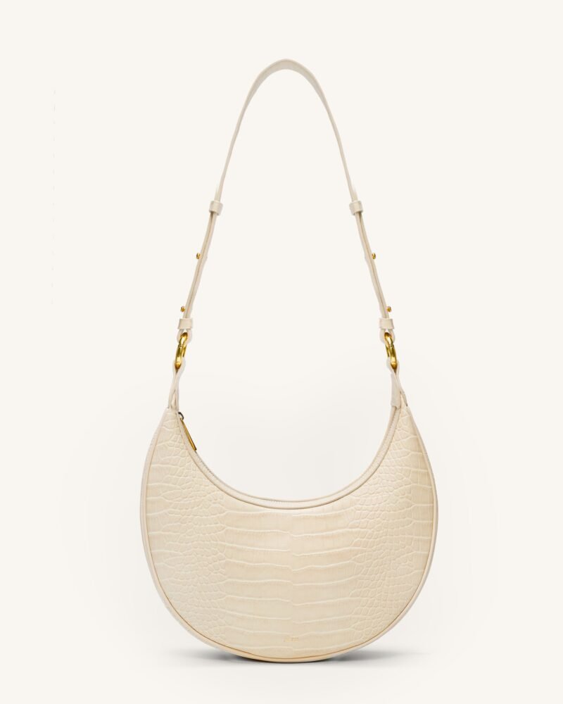 Carly Saddle Bag - Ivory Croc - Image 1