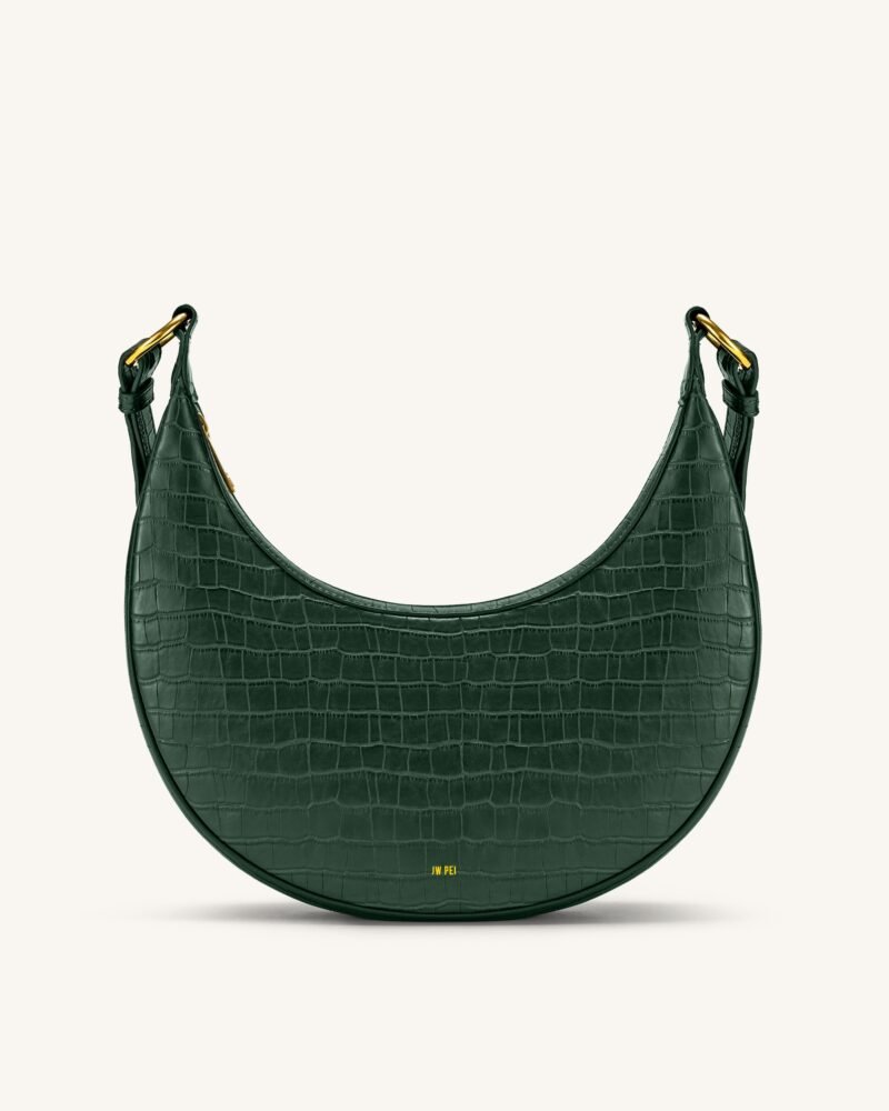 Carly Saddle Bag - Dark Green Croc - Image 3