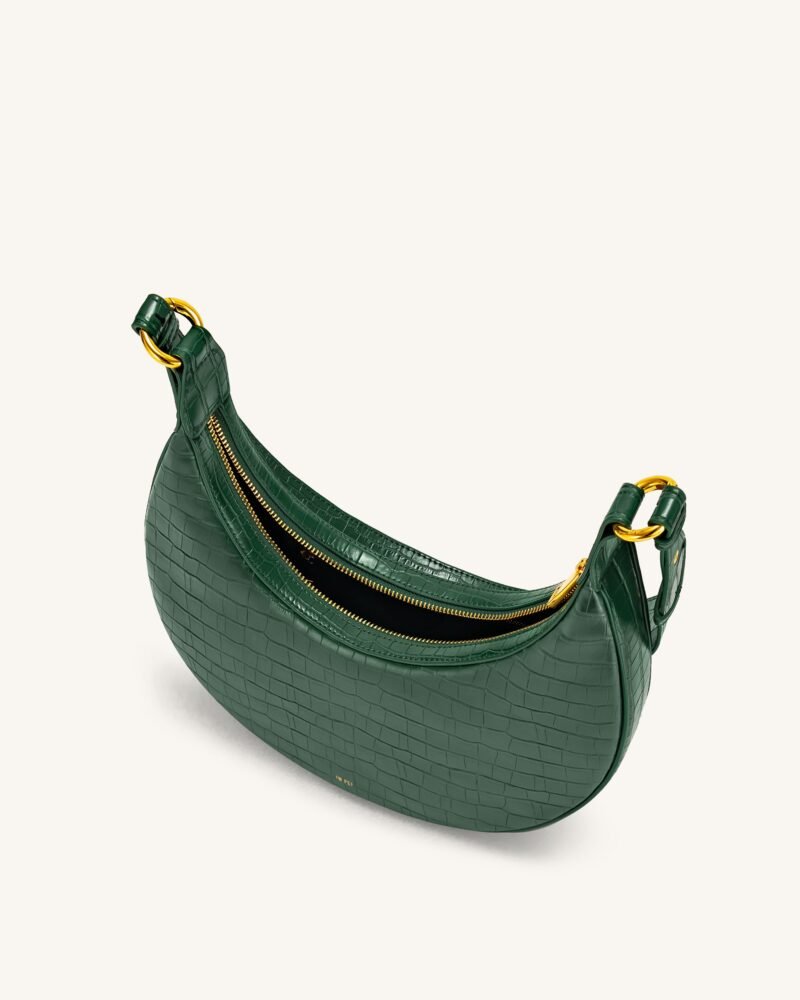 Carly Saddle Bag - Dark Green Croc - Image 4