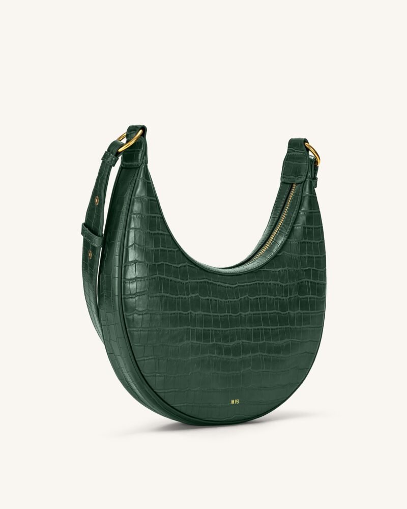 Carly Saddle Bag - Dark Green Croc - Image 2