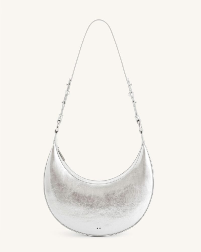 Carly Metallic Saddle Bag - Silver - Image 1