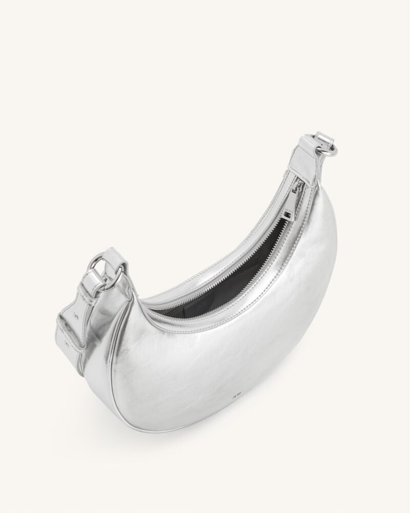 Carly Metallic Saddle Bag - Silver - Image 4