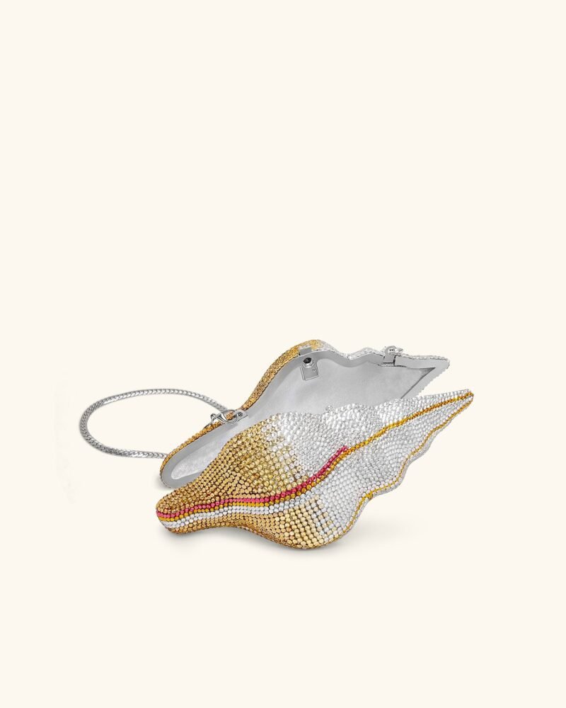 Conch Shape Faux Crystal Clutch - Gold - Image 3