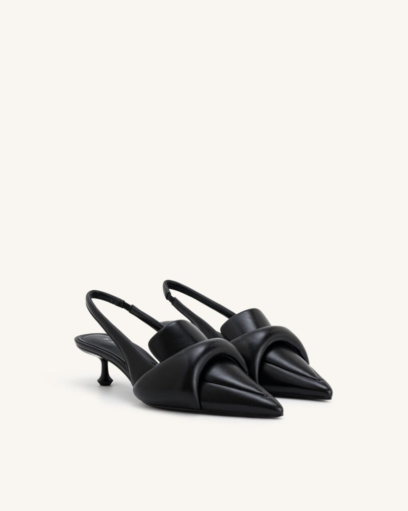 Carla Soft Padded Kitten Heel Pumps - Black - Image 3