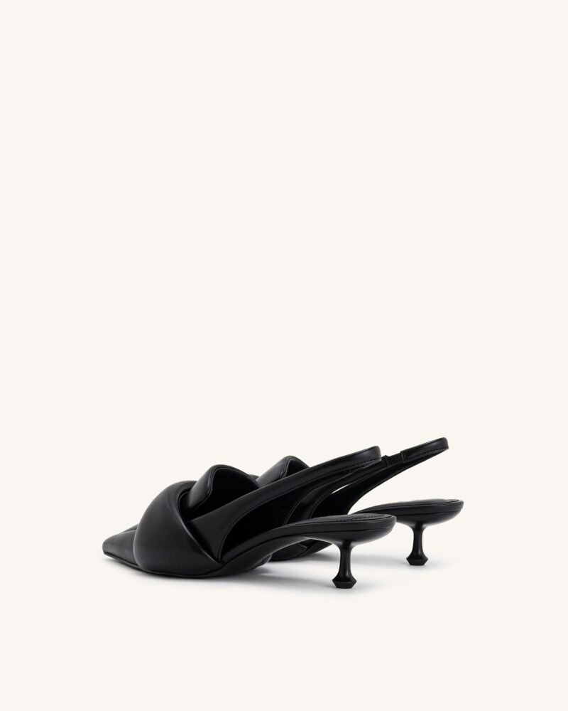 Carla Soft Padded Kitten Heel Pumps - Black - Image 5