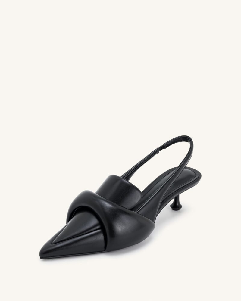 Carla Soft Padded Kitten Heel Pumps - Black - Image 7