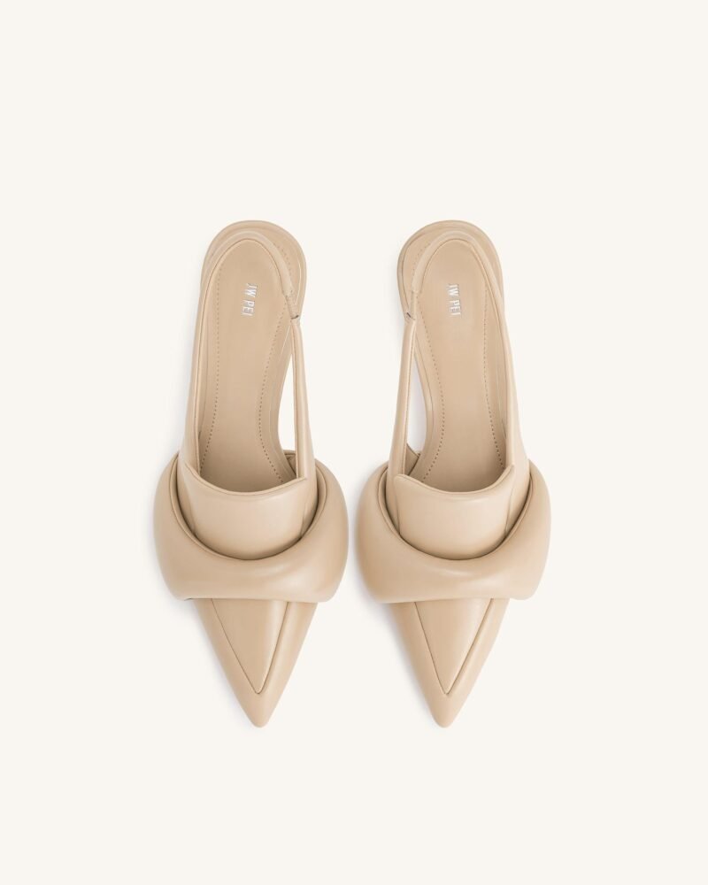 Carla Soft Padded Kitten Heel Pumps - Apricot - Image 3