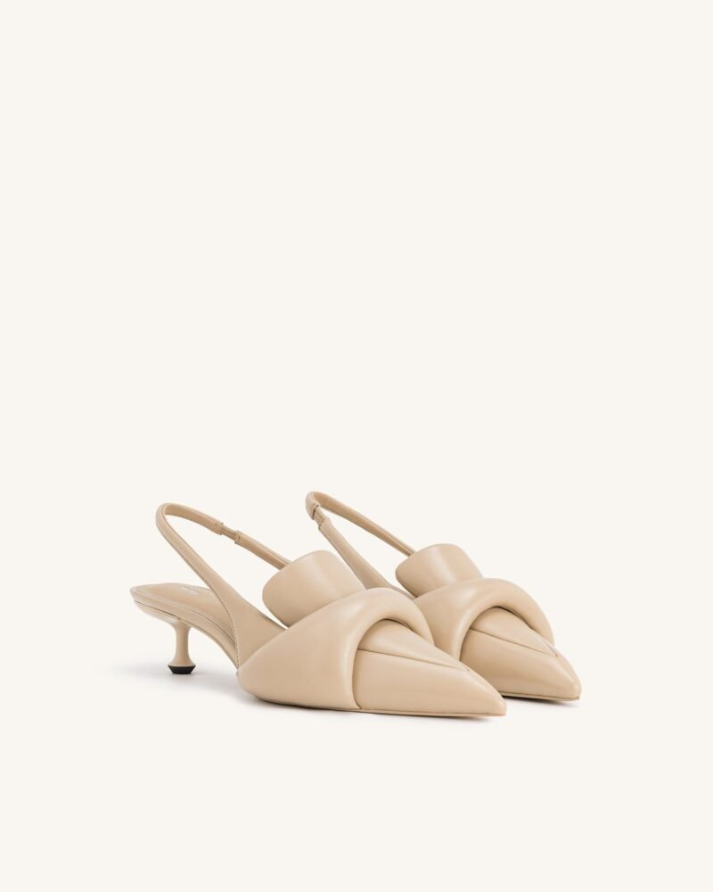 Carla Soft Padded Kitten Heel Pumps - Apricot - Image 2