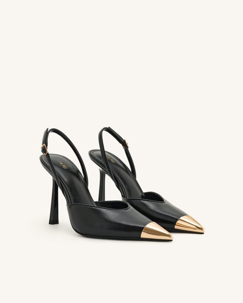 Savannah Gold Tipped Slingback Pumps - Black - Image 3