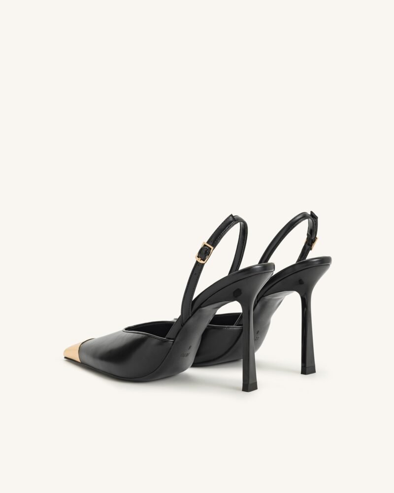 Savannah Gold Tipped Slingback Pumps - Black - Image 5