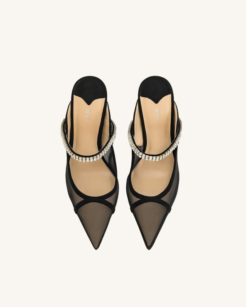 Scarlett Crystal Strap Sandals - Black - Image 3