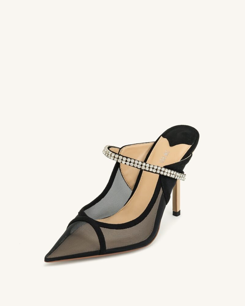 Scarlett Crystal Strap Sandals - Black - Image 6