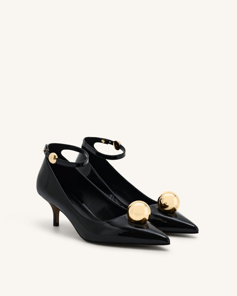 Jewel Buckle Kitten Heels Pumps-Black - Image 2