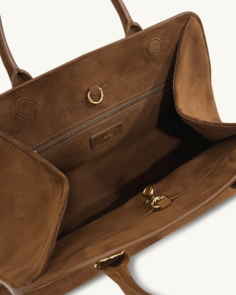 Lara Faux Suede Tote Bag - Brown - Image 4