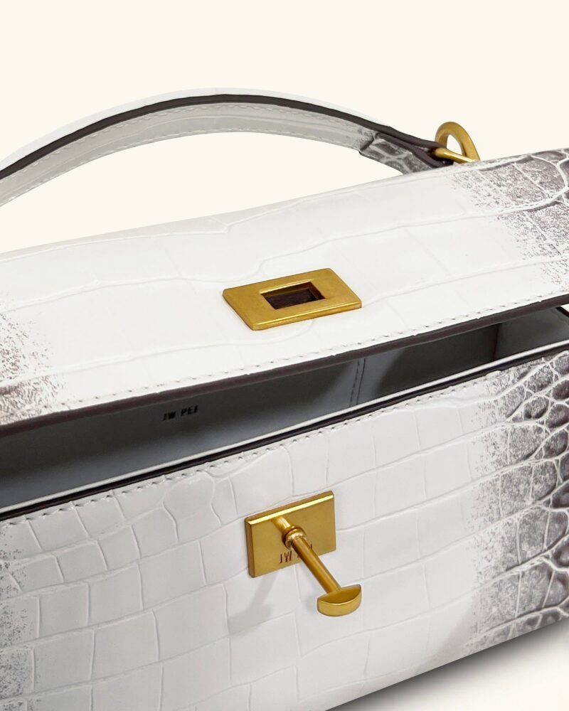 Noor Top Handle Bag - White Croc - Image 4