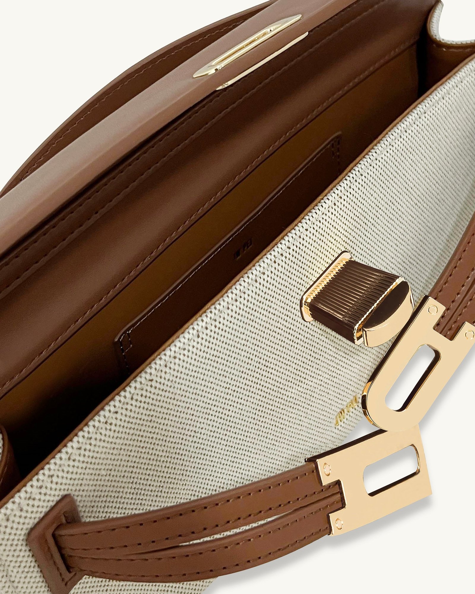 4_4697a085-4376-49a1-9900-ed12603f40a8 Bria Structured Top Handle Bag - Brown Canvas - Image 4