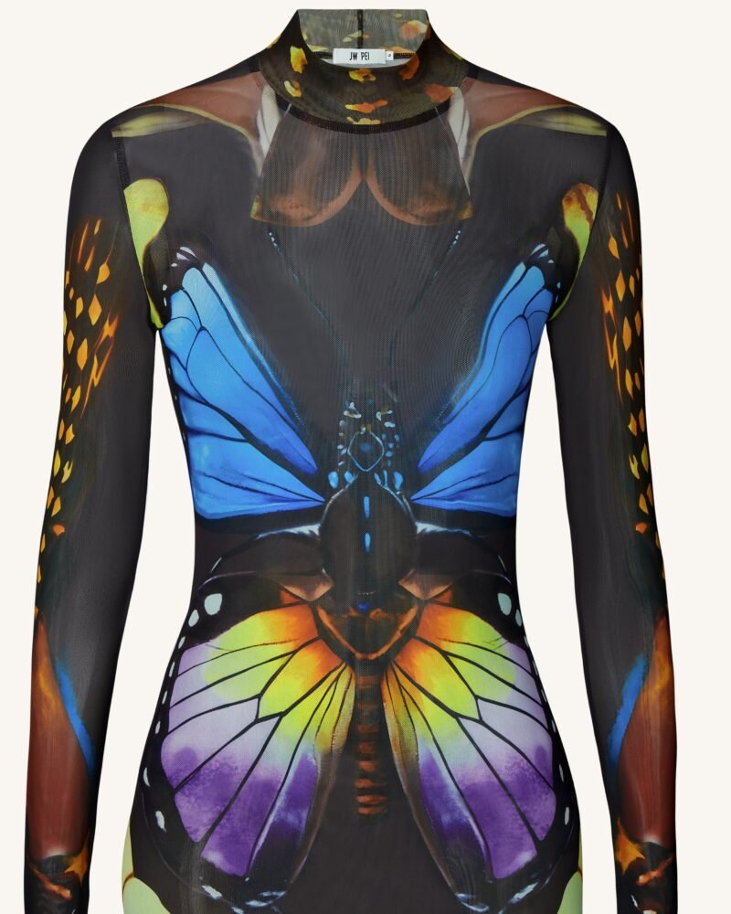 Butterfly Mesh Maxi Dress - Multicolor - Image 5