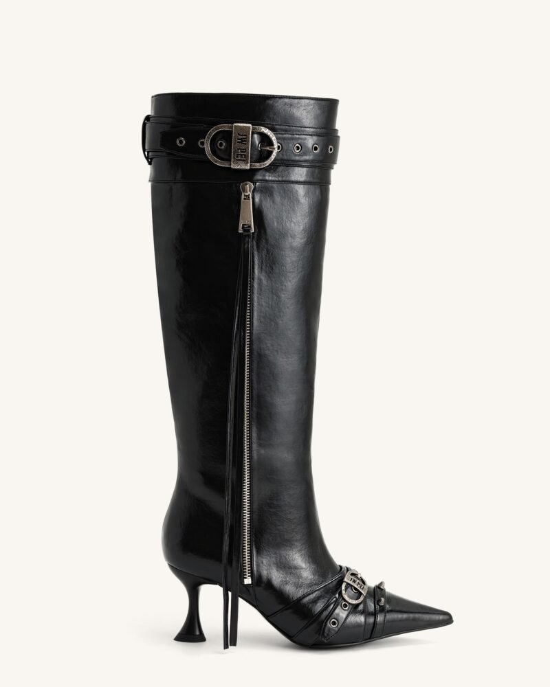 Nico Faux Fur Studded Boot - Black - Image 5